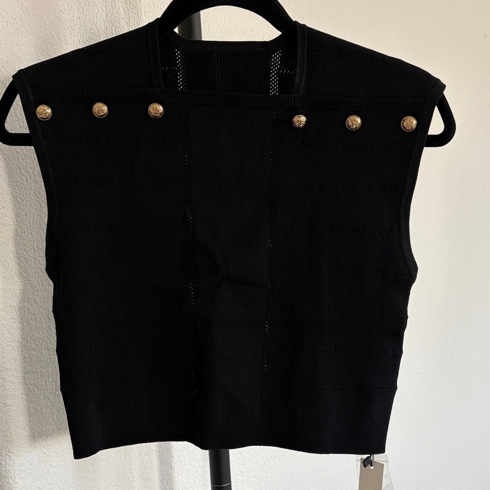 Commense Metal Detail Ribbed Knit Crop Top NWT Size M